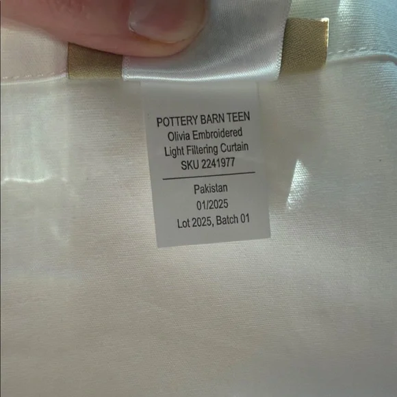 Pottery Barn Teen Ivory Curtain with Midnight Blue Floral Edge - Picture 6 of 6